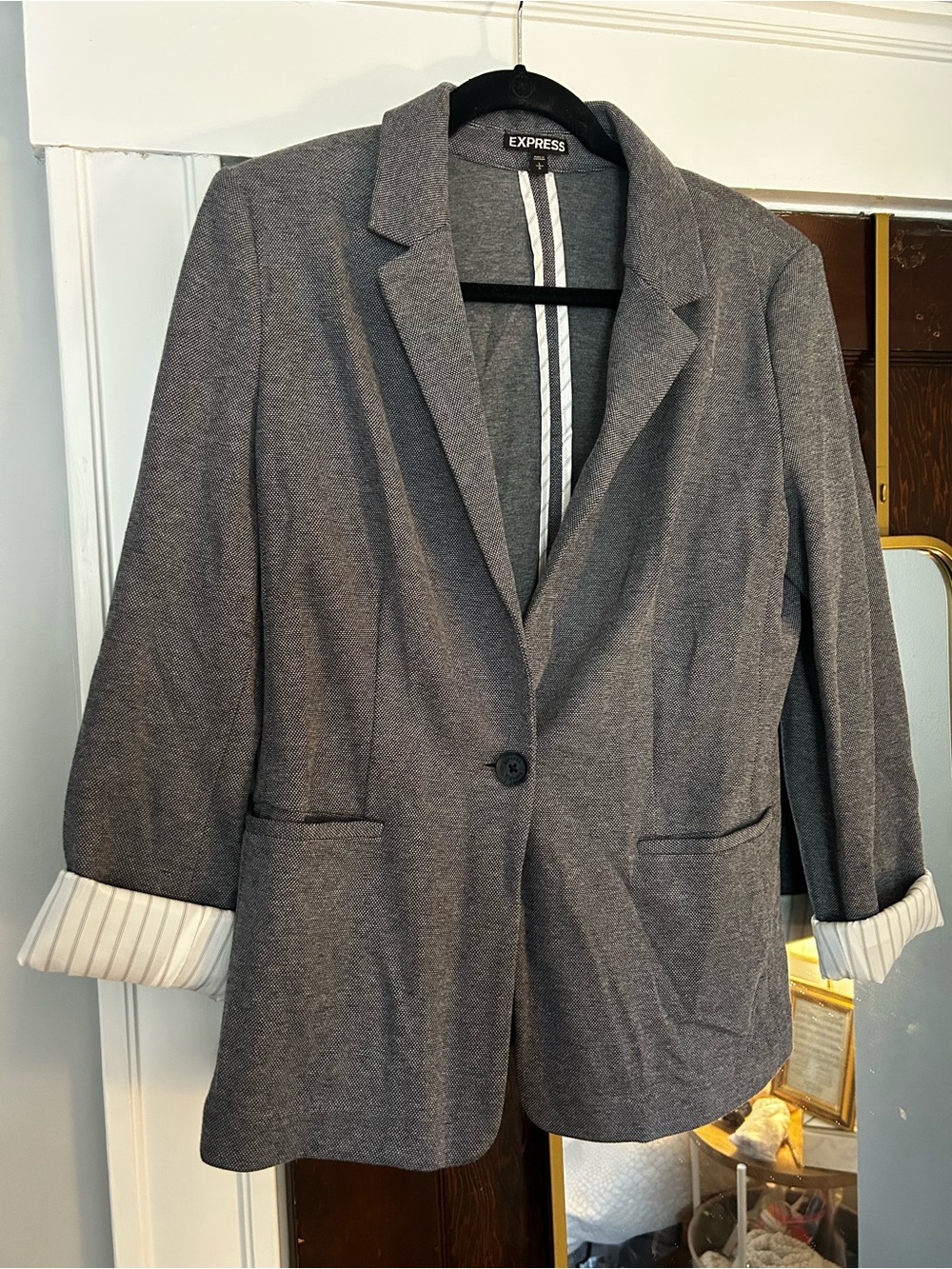 Express Women's Gray Single-Button Blazer